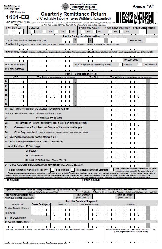 Form 1601 EQ