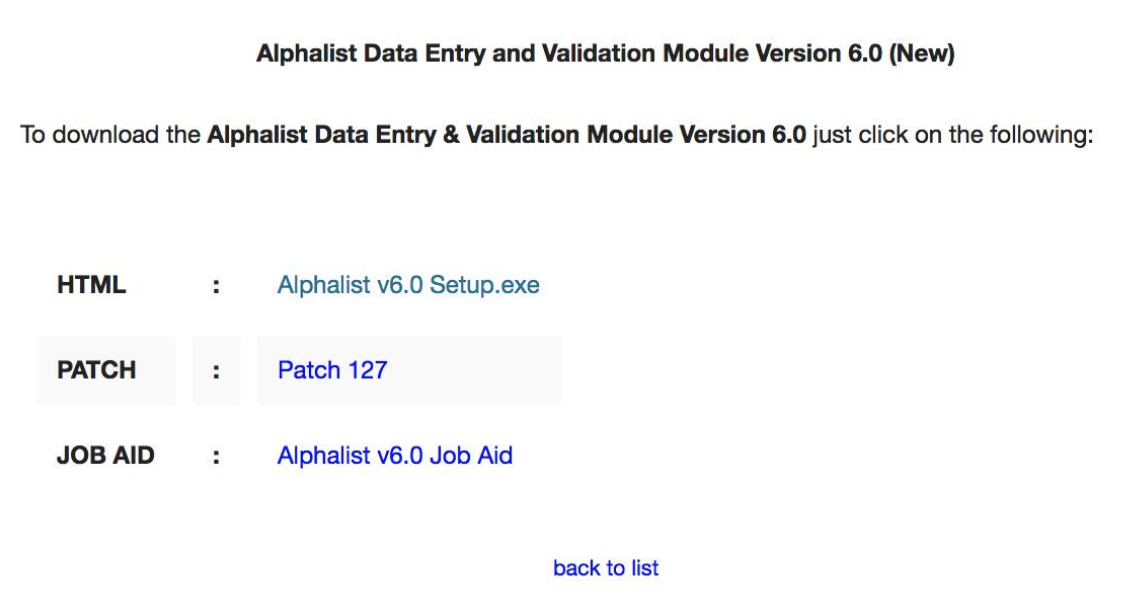 Alphalist Data Entry and Validation Module Version 6.0 Snapshot 