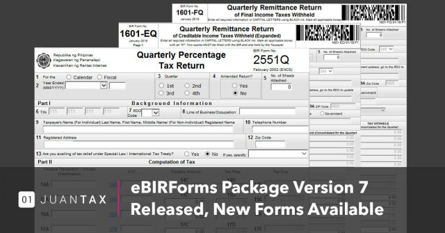eBIRForms Package Version 7 Released, New Forms Available eBIRForms Package Version 7 Released, New Forms Available-JuanTax