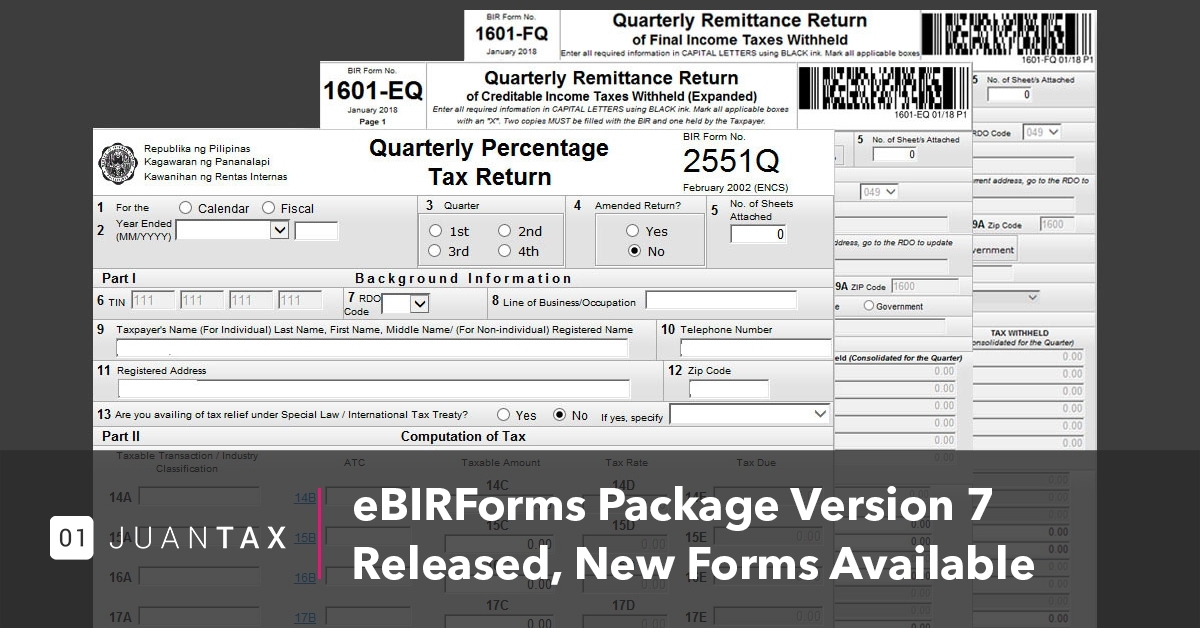 eBIRForms Package Version 7 Released, New Forms Available 