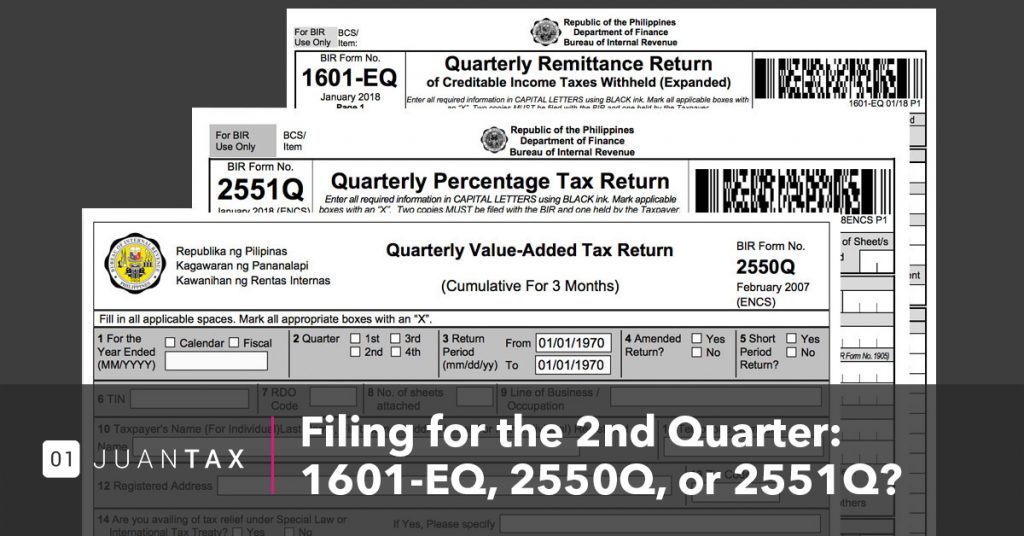 Filing for the 2nd quarter 1601EQ, 2550Q or 2551Q?