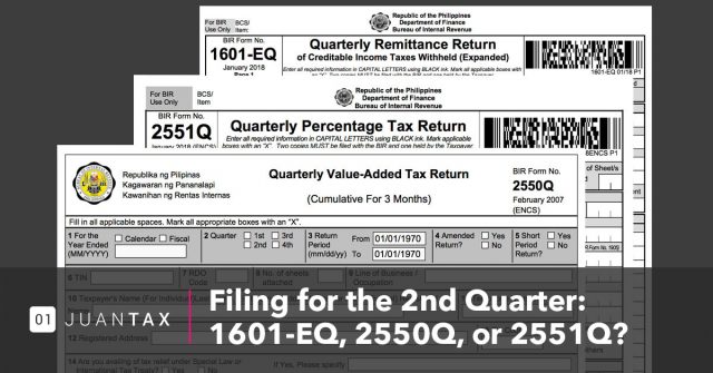 Filing for the 2nd Quarter Filing for the 2nd Quarter: 1601-EQ, 2550Q, or 2551Q? - JuanTax