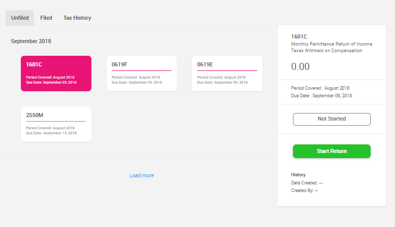 JuanTax Dashboard (Unfiled) 