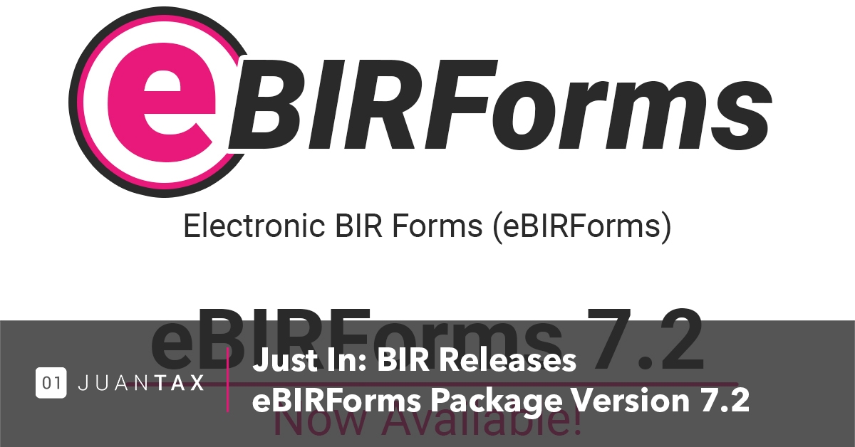 Just In: BIR Release eBIRForms Package Version 7.2