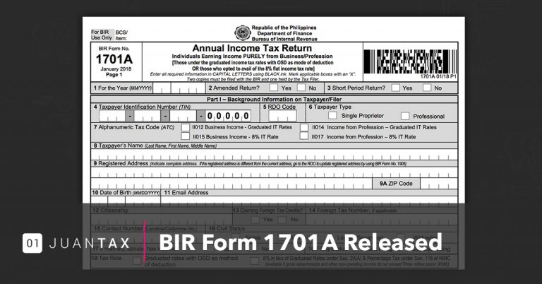 Bir Form 1701a Released