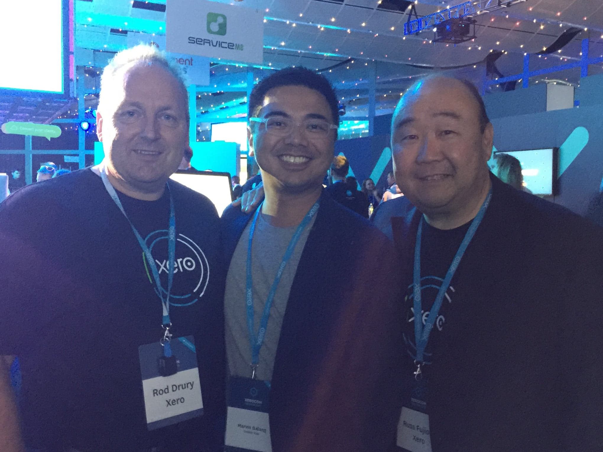 Marvin Galang with Rod Drury, Xero Founder & Russ Fujioka