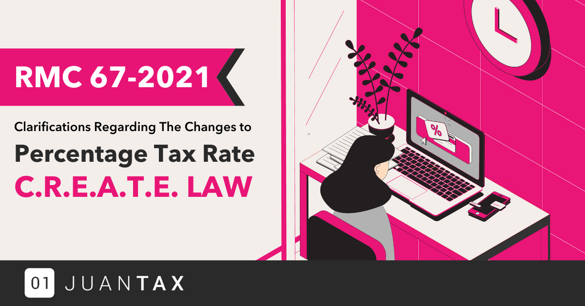 RMC 67-2021 Percentage Tax Rate C.R.E.A.T.E. LAW