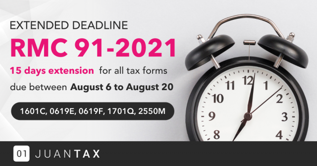 Deadline extended-blog Extended Deadline RMC 91-2021 - JuanTax